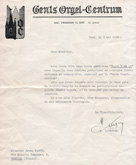 Risposta del vice Presidente del “Concorso Internazionale di Composizione Organistica  J.S. Bach” al ricevimento della partitura di Bruno Pasut, Gand (Belgio), 1958